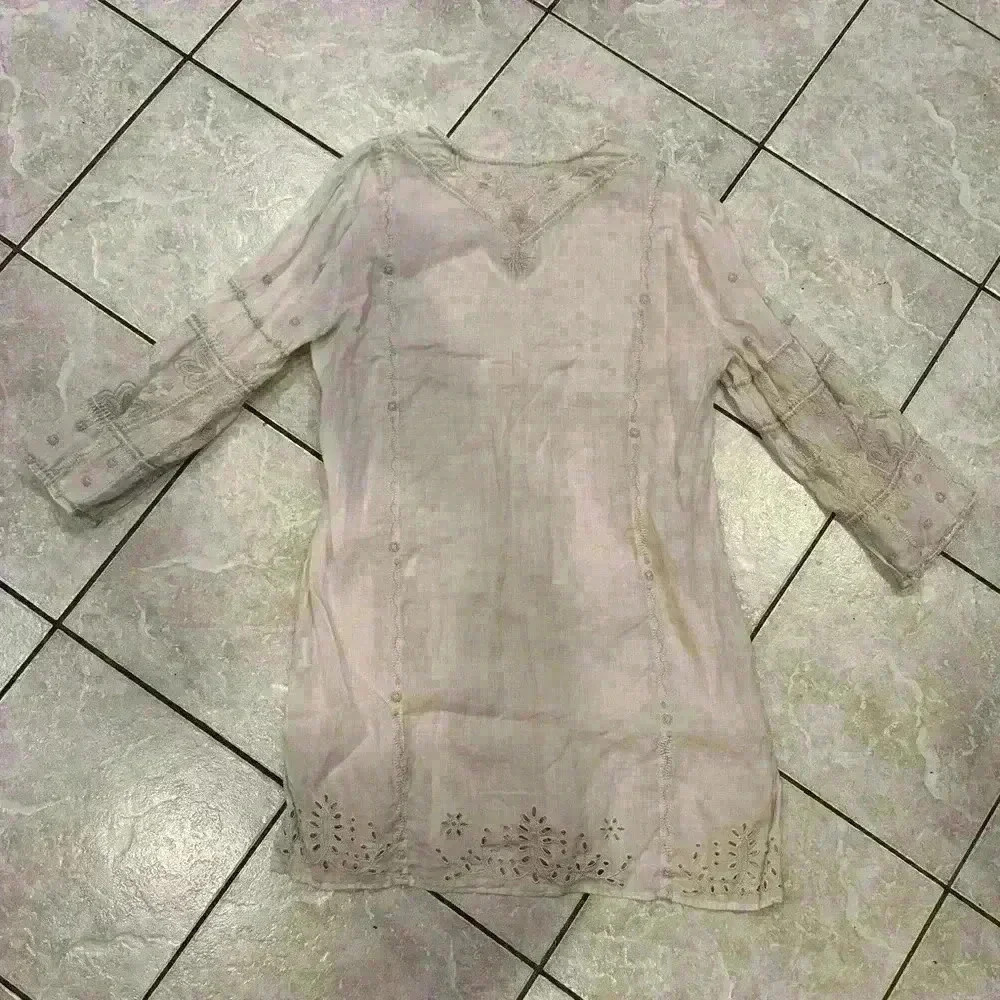 Johnny Was Workshop Linen Cotton Embroidered Tunic Dress w/side slits Size XS - Picture 2 of 4